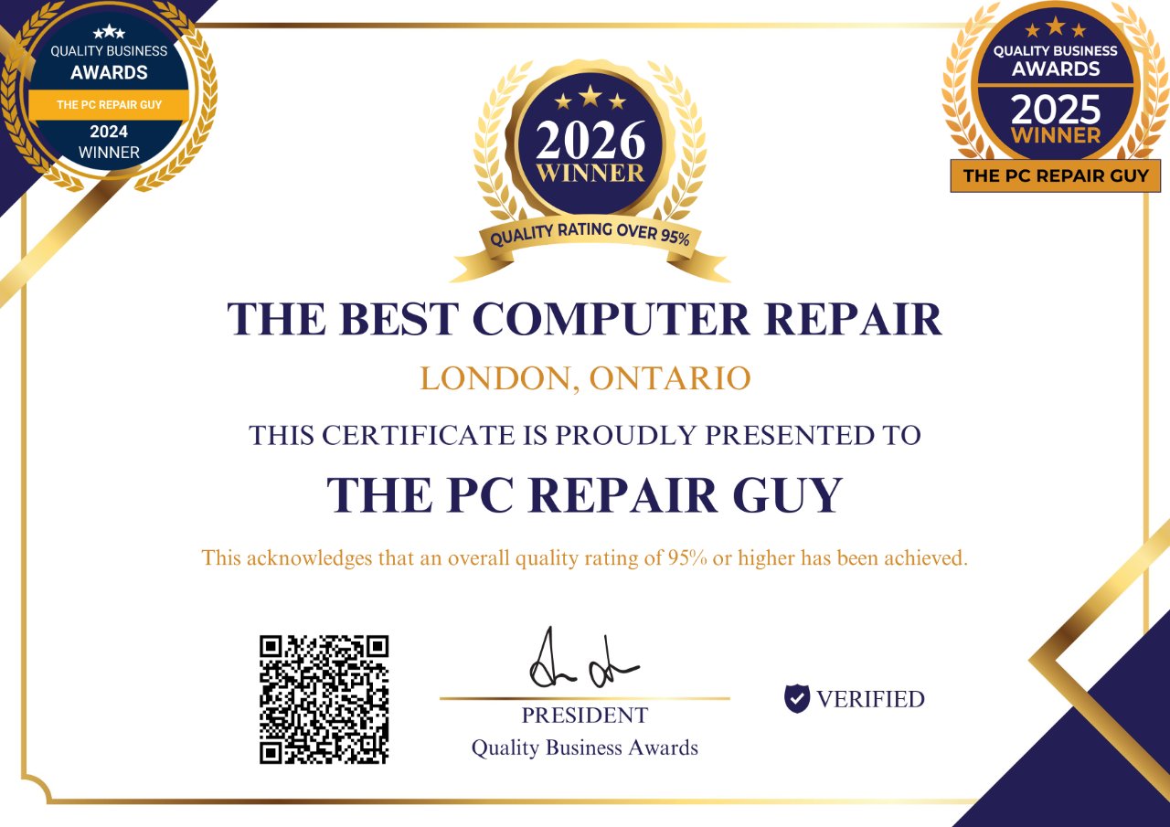 Quality Business Awards 2026 — Best Computer Repair in London, Ontario